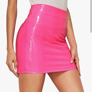 Neon pink mini skirt